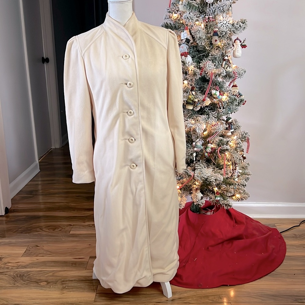 VTG Kashmiracle Coat Wellington Beige Tan Long Button Down